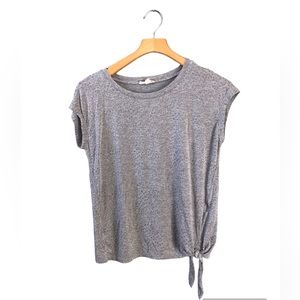 Jane & Delancey Gray Short Sleeve Spotted Shirt with Knot Tie Small